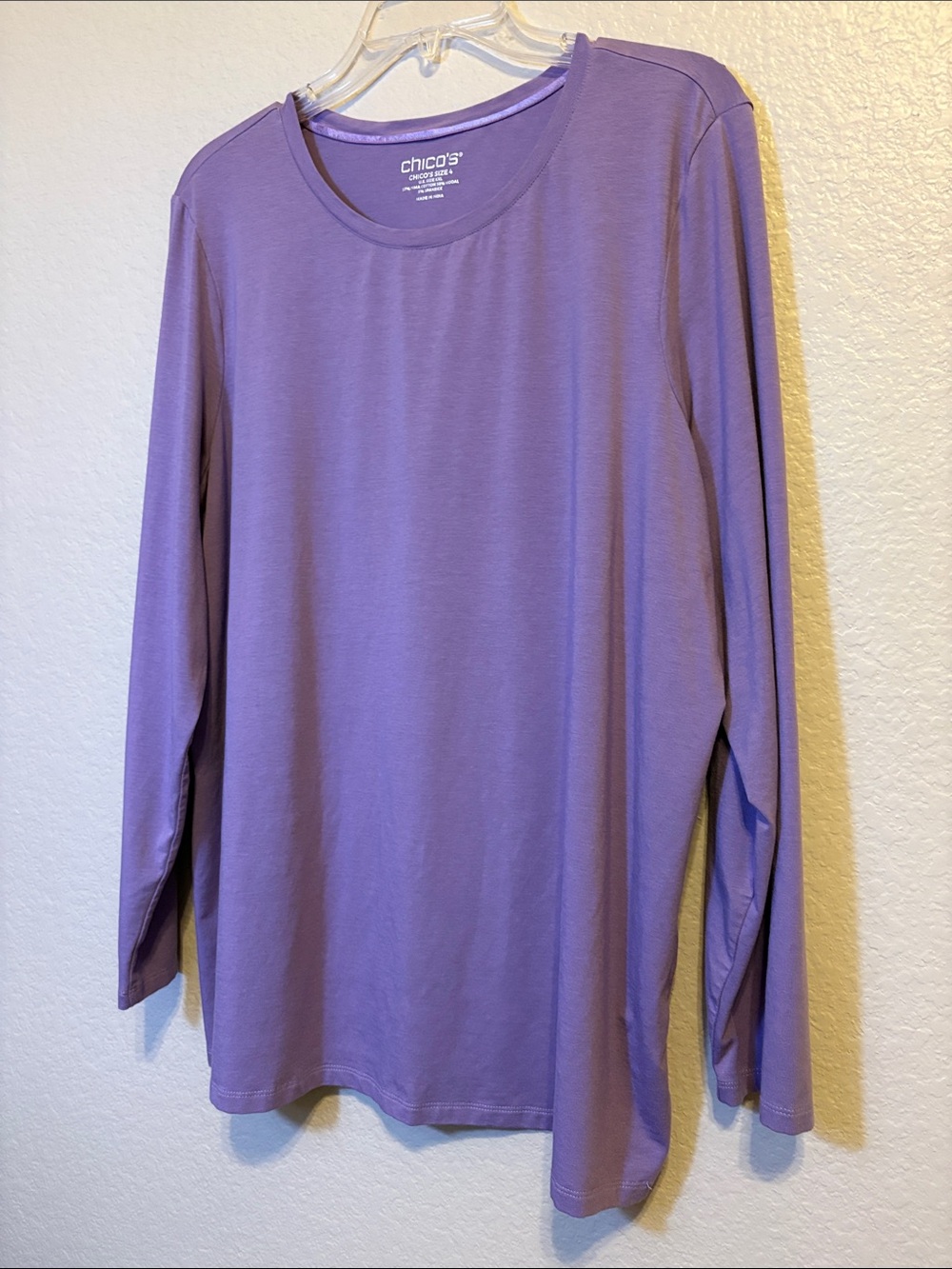 Chico's Lavender Crewneck Long-Sleeve Shirt